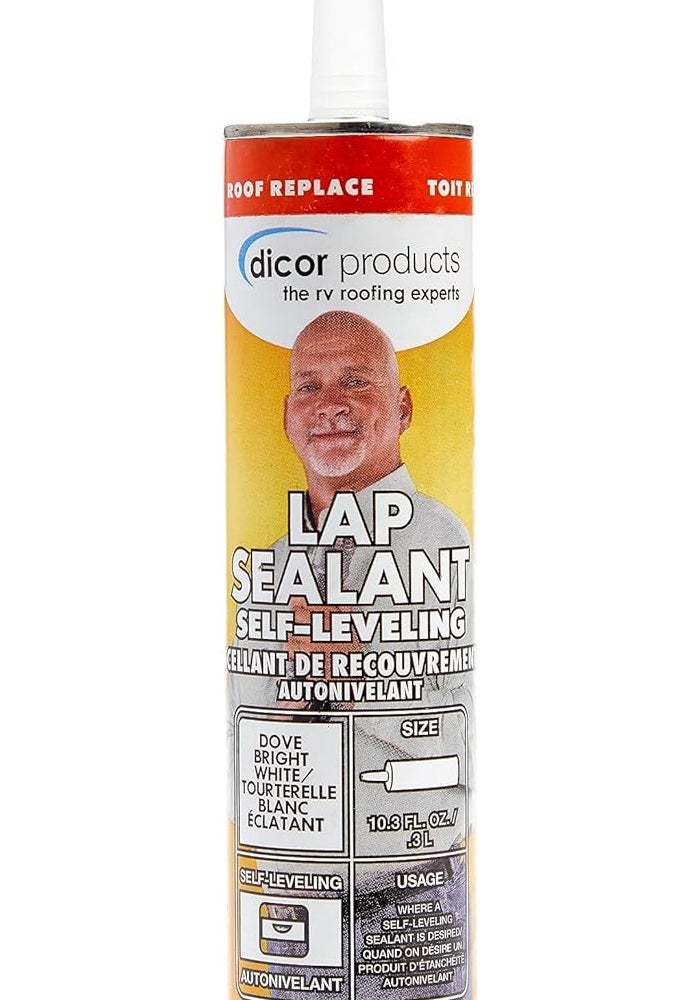 Dicor 501LSD-1 HAPS-Free Self-Leveling Lap Sealant - 10.3 Oz, Dove Bright White for RV Roofing and Maintenance - Image 1